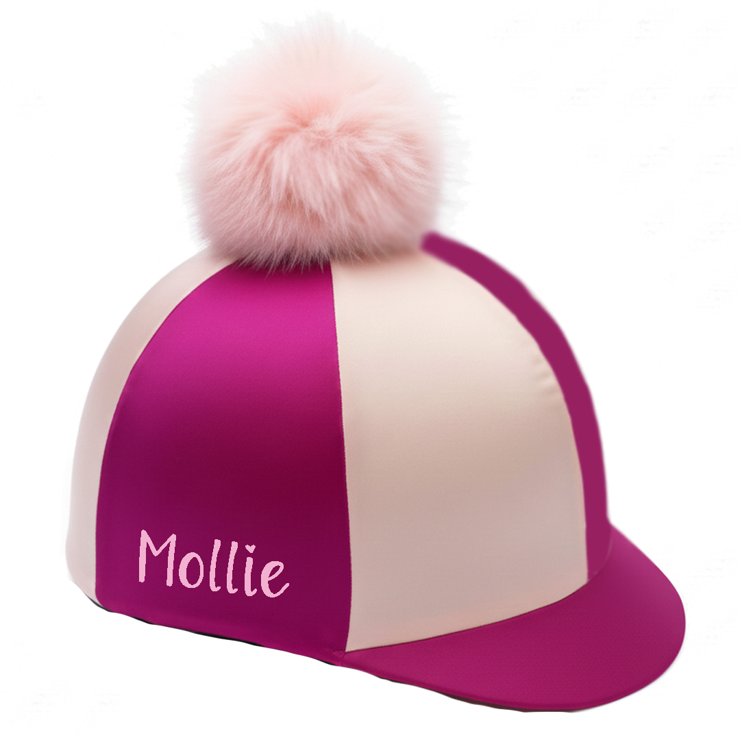Baby Pink/Hot Pink Riding Hat Cover - Image 2
