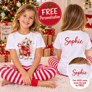 Candy Cane PJs personalised.