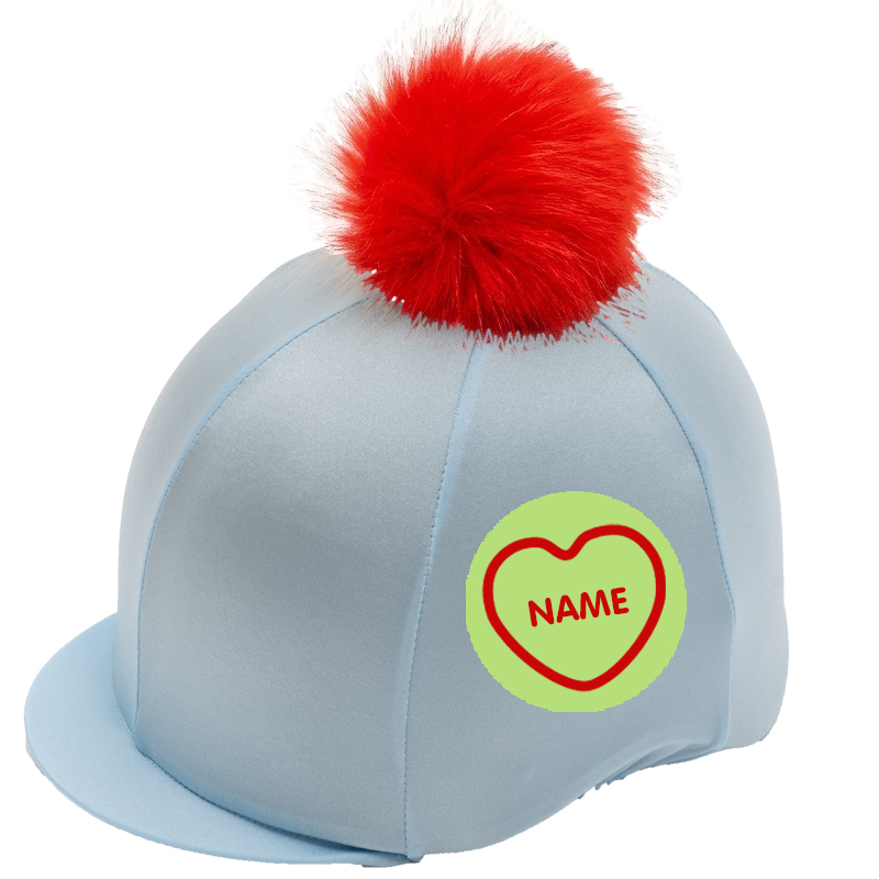 Light Blue Love Hearts Riding Hat Cover
