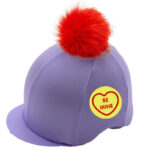 Lilac Love Hearts Riding Hat Cover