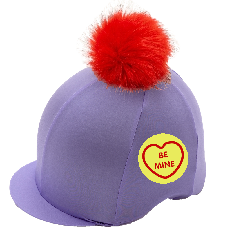 Lilac Love Hearts Riding Hat Cover