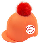 Orange Love Hearts Riding Hat Cover