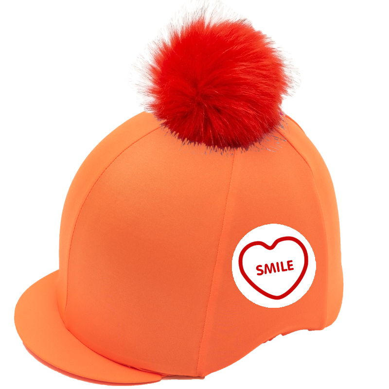 Orange Love Hearts Riding Hat Cover