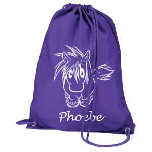 mischief horse purple school gym shoe bag