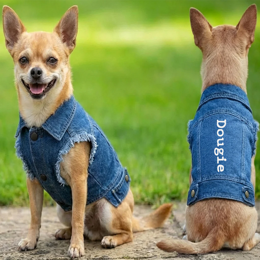 Personalised Denim Jacket Dog Coat