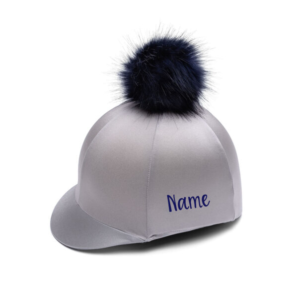 Silver and Navy Riding Hat Cover