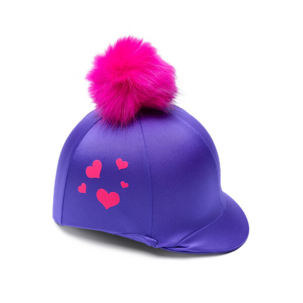 Pink Puffy Hearts Riding Hat Cover