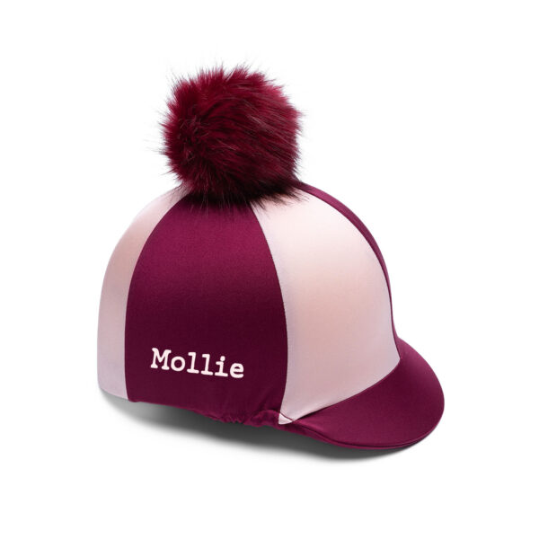 Maroon and pink riding hat cover