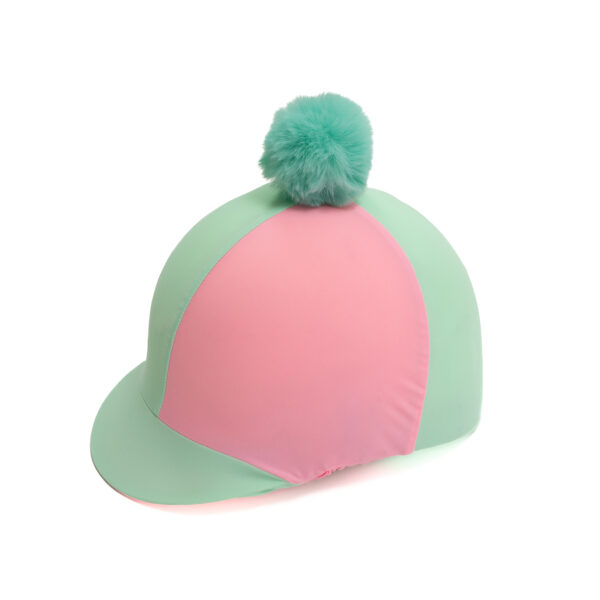 mint/pink riding hat cover