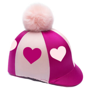 Pink  Hearts Riding Hat Cover