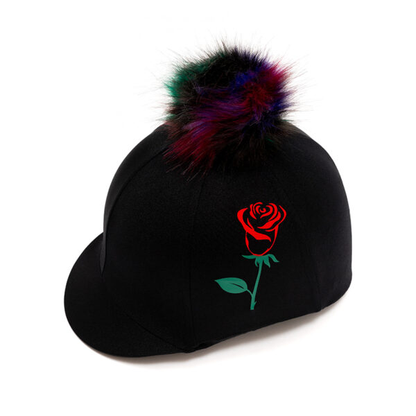 Red rose black velvet riding hat cover