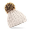 Oatmeal Chunky Pom Beanie by Luvponies.com