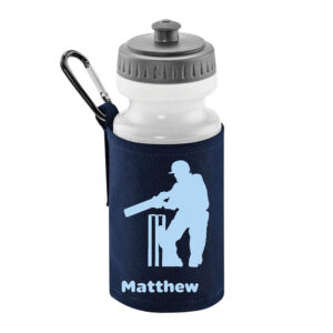 As all sports are thirsty work, this cricket design water bottle, with personalised carrier, will come in very handy. Comes with handy clip.