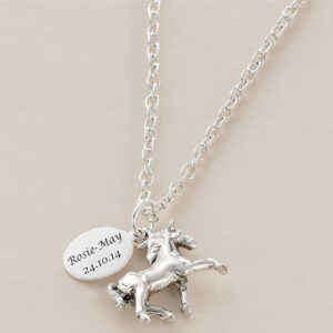 Horse Necklace with Engraved Tag