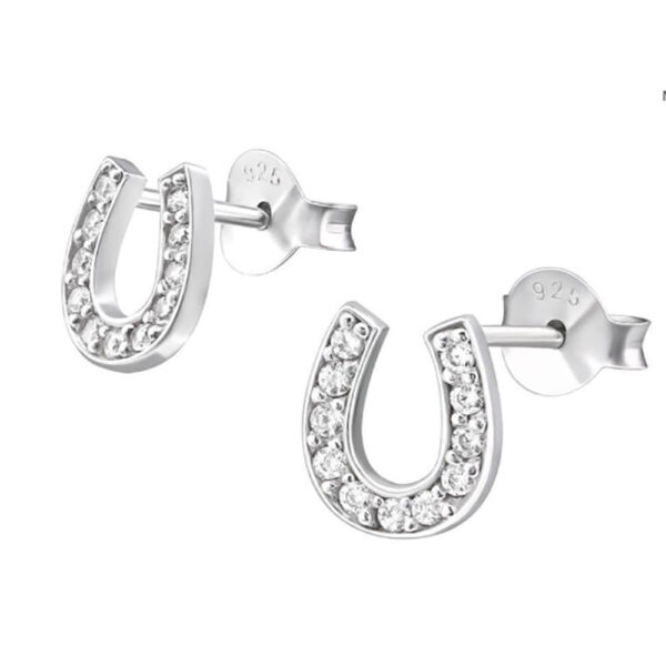 Sterling Silver Crystal Horseshoe Earrings
