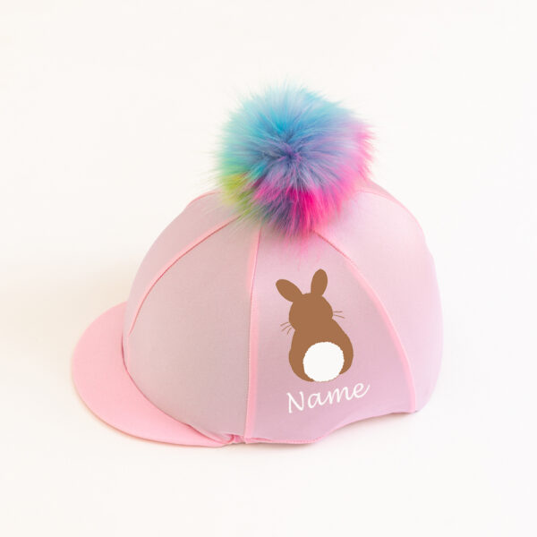 Light pink bunny design riding hat cover