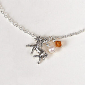 Pony and Pearl Birthstone Necklace
