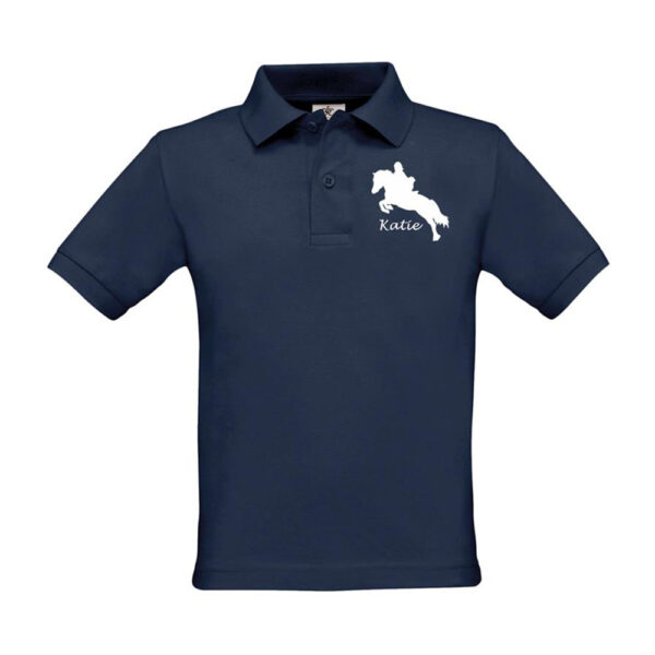 If you and your horse like jumping, you'll love wearing the 'Jumper' design on a great quality polo shirt. Make it extra special and put your name on it too